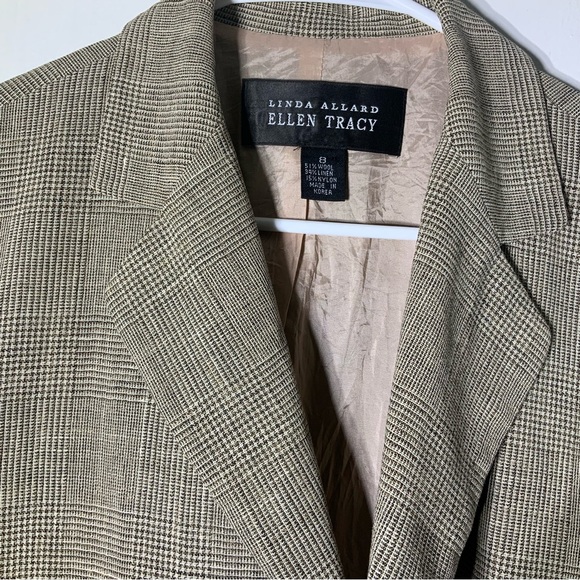 Ellen Tracy Brown Plaid Blazer Sz 8 Wool, Linen Gorgeous! - Picture 5 of 11